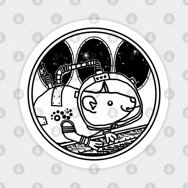 Space Rat in Spaceship Sci Fi Line Drawing Magnet by ellenhenryart